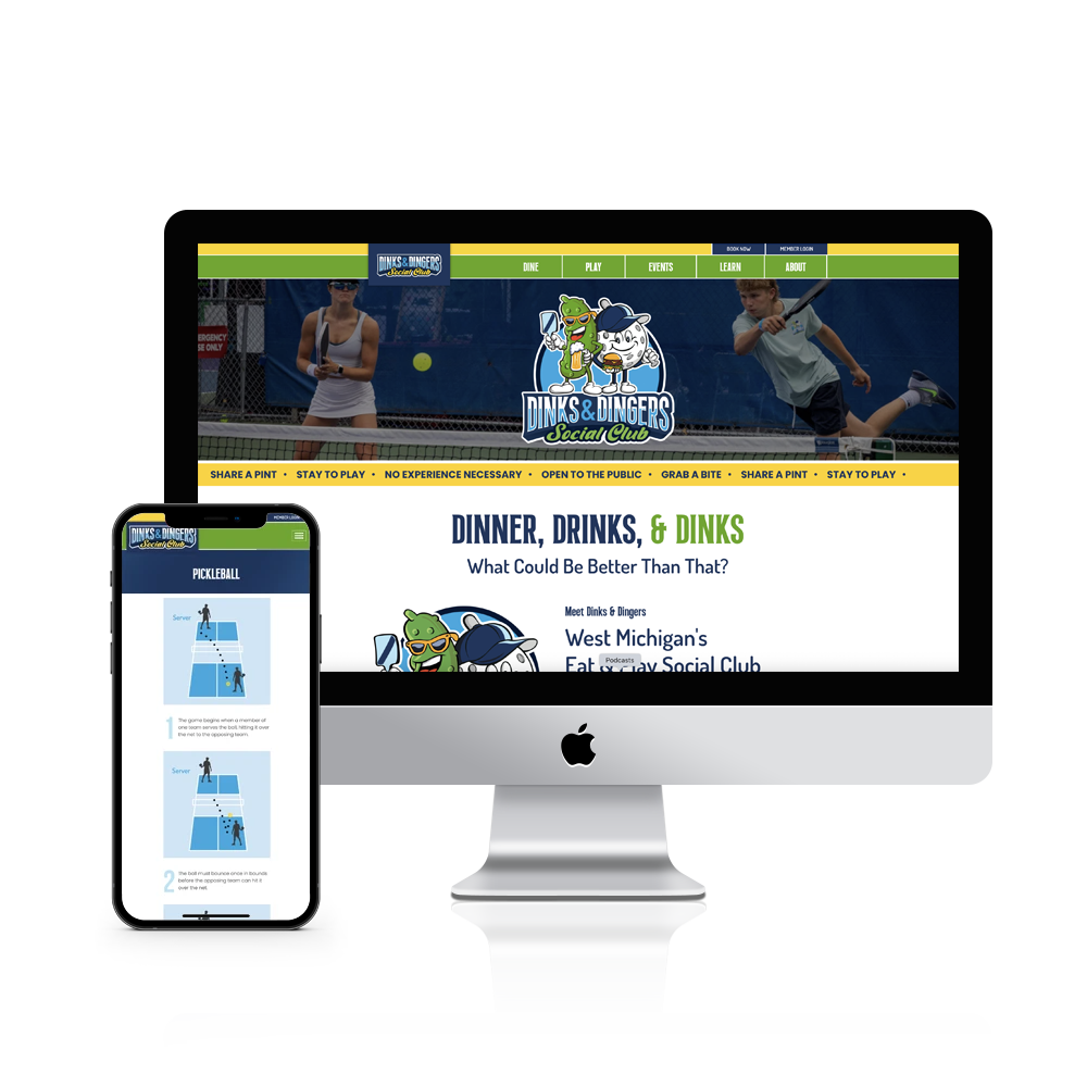 Dinks & Dingers case study image showing their website on a phone and desktop