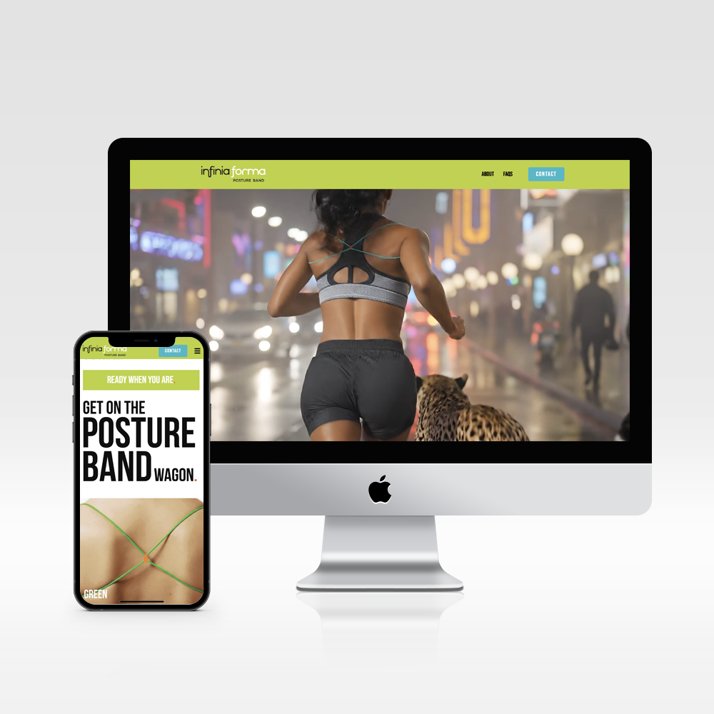 Infinia Forma desktop and mobile view designs.